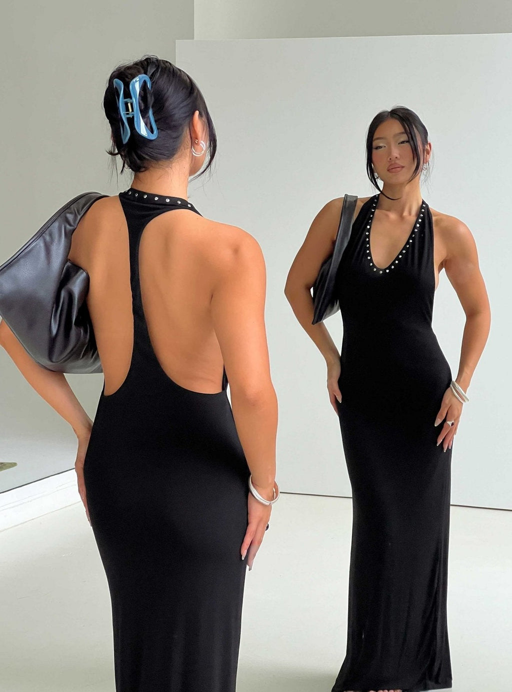 Studded Racerback Maxi Dress Black