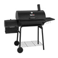 Gourmet 30in Charcoal Grill And Offset Smoker - Black