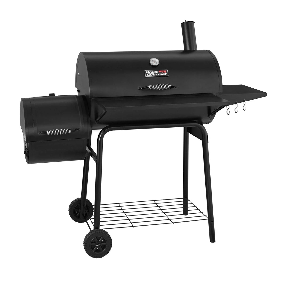 Gourmet 30in Charcoal Grill And Offset Smoker - Black