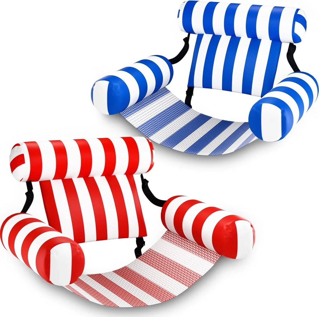 Pool Wave 2-Pack Inflatable Pool Lounge Chairs, 26 in x 18 in x 29 in - Blue + Red
