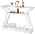 3-Tier Console Table With Storage Shelves - White