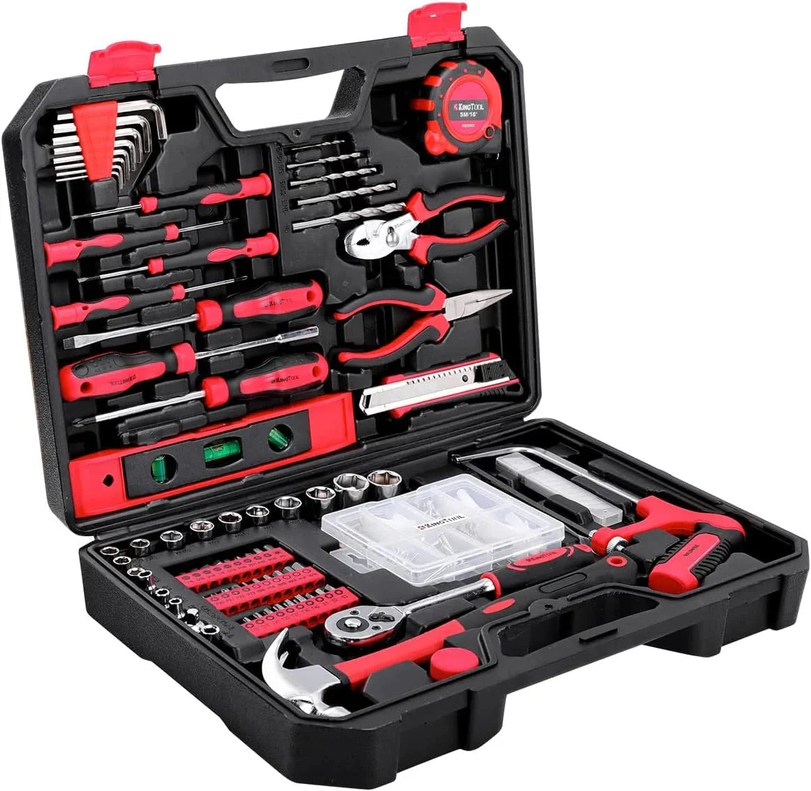 KINGTOOL 286-Piece Home Auto Repair Tool Set With Rolling Tool Box And 21V Max Cordless Power Drill