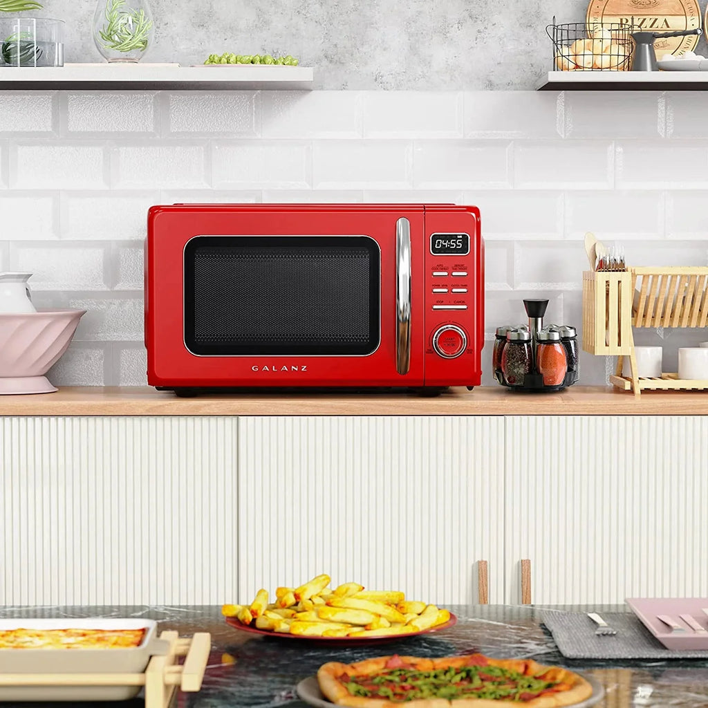 Galanz Retro Countertop Microwave Oven, 0.9 cu ft, Red - GLCMKZ09RDR09
