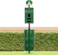 Outdoor Dog Waste Collection Station, 10 Gallon, 400 Rolls, 200 Ziplock Bags, 50 Reusable Bags - Green With Purple Rod