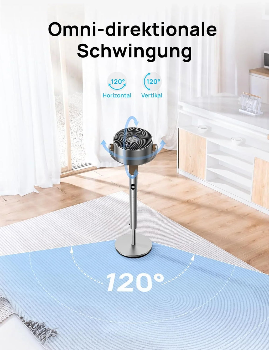 Dreo PolyFan Stand Fan, 20dB, 120 Degree Omni-Directional Oscillation, 35-40 inch - PolyFan 502