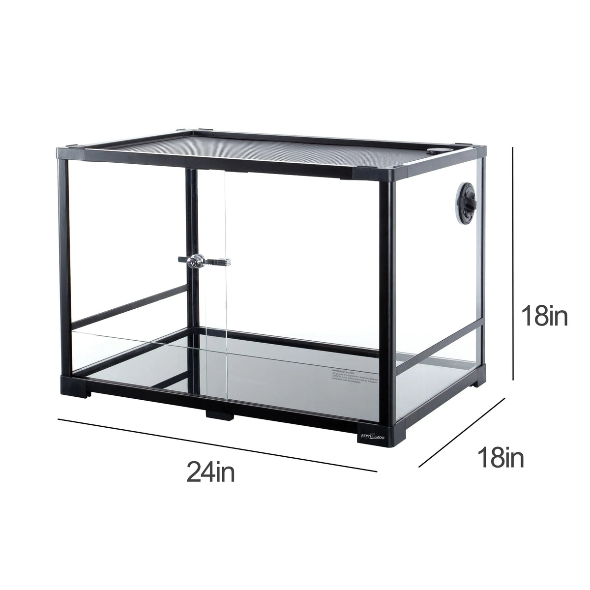 REPTIZOO Reptile Knock-Down Full View Natural Terrarium, Black, 24 x 18 x 18 inches