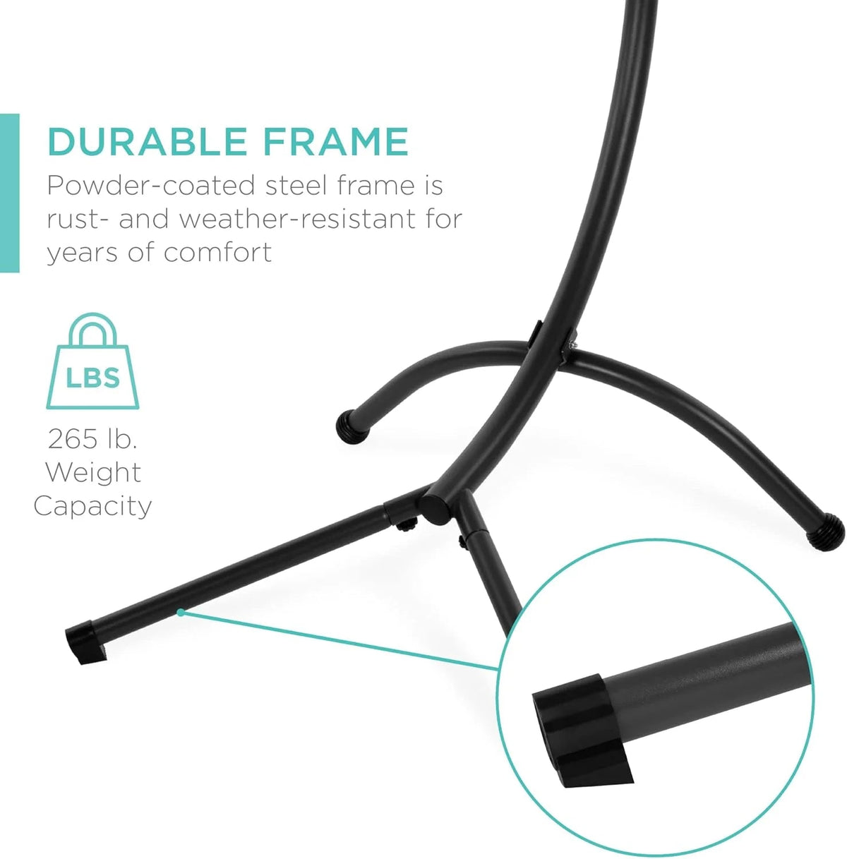 Best Choice Products Outdoor Hanging Steel Chaise Lounge Chair With Canopy, Charcoal Gray - SKY5871