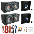 MTX TNE212D 12-Inch Dual Loaded Subwoofer Enclosure 2-Pack With Planet Audio AC1500.1 Amplifiers 2-Pack And Soundstorm AKS8 Wiring Kit