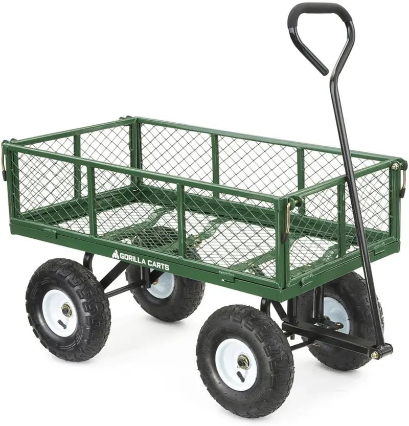 Gorilla Carts Steel Garden Cart, 3 Cu Ft, 400 Lb Capacity, Pneumatic Tires