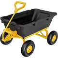 VINGLI Heavy Duty Dump Cart Wagon, 770 lbs, 10in Pneumatic Tires - Black And Yellow