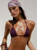 Beaded Triangle Bikini Top Purple