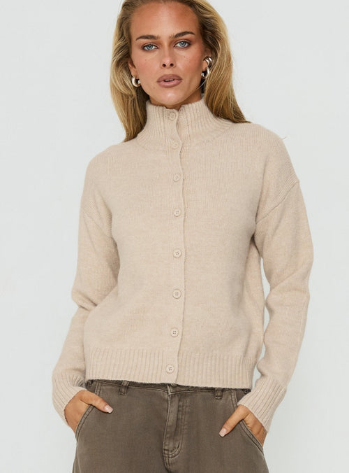 Funnel Neck Cardigan Oat