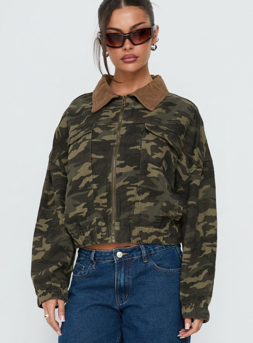Oversized Bomber Jacket Camo