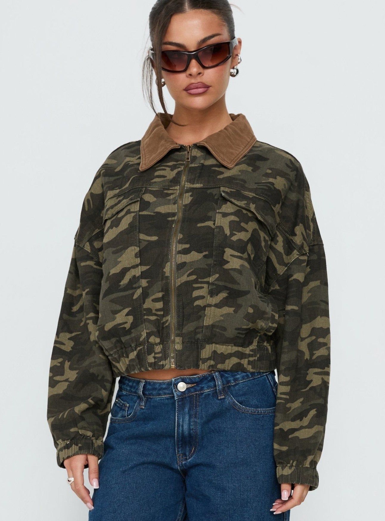 Oversized Bomber Jacket Camo