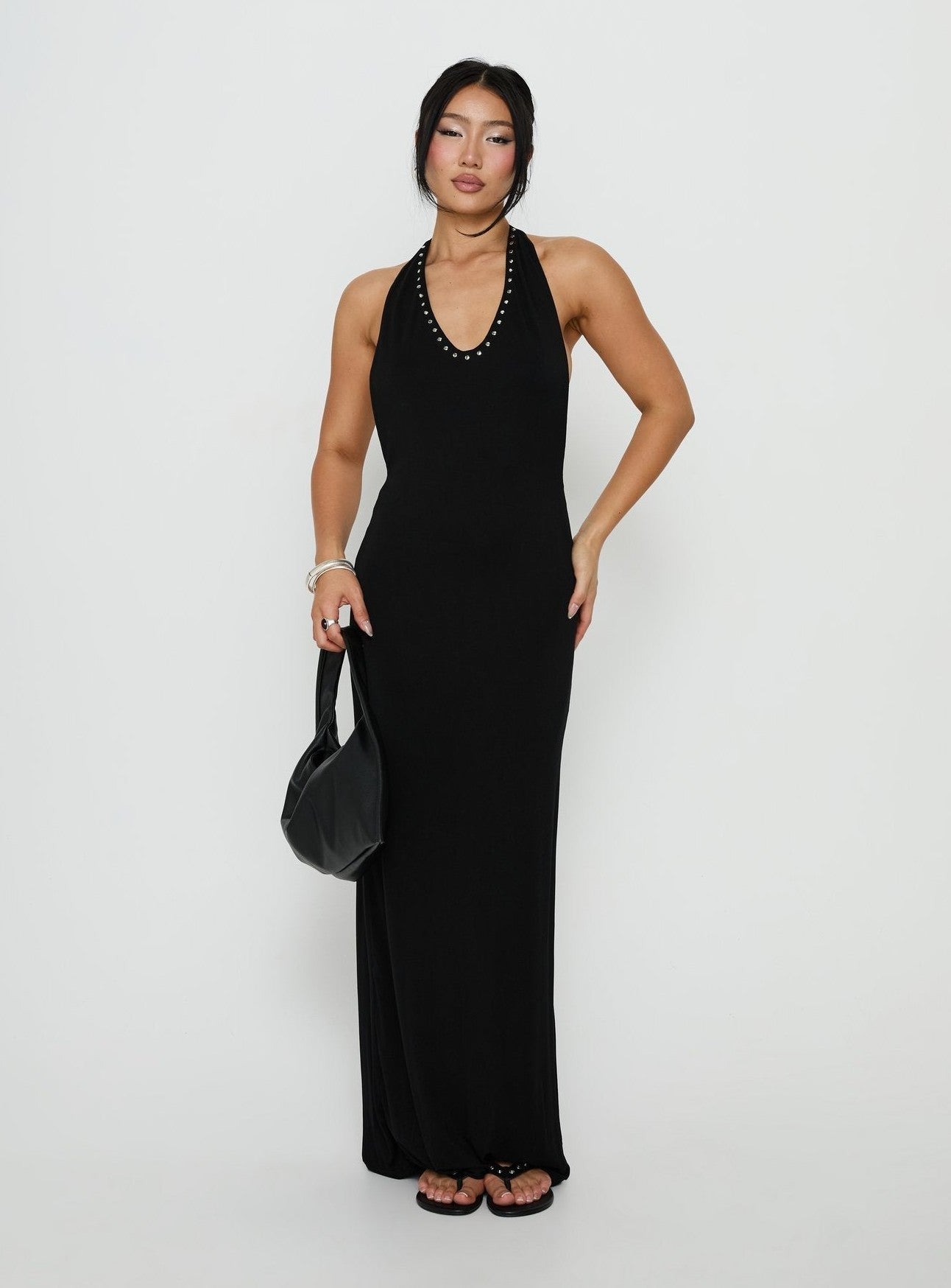 Studded Racerback Maxi Dress Black