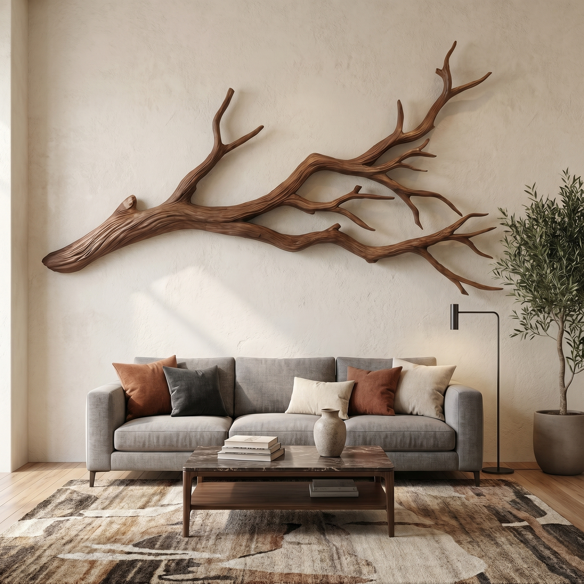 Flowing Wood Branch Wall Sculpture, Contemporary Tree Root Wall Art