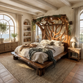Tree Bed Frame, Rustic Solid Wood Queen or King Bed for Modern Bedroom