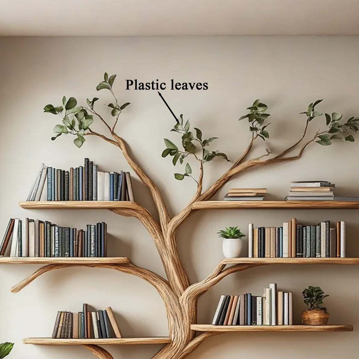 Driftwood Branch Shelf, Wall Mounted Floating Tree Bookshelf