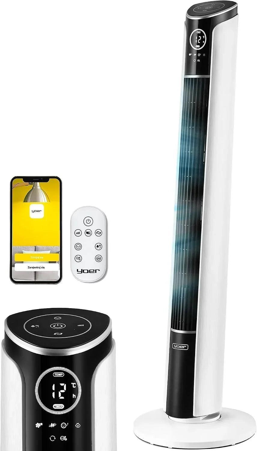 Yoer Tower Fan With Ionizer, 29 dB, 10 m Range, 12 Speeds, 90 Degree Oscillation - Verto