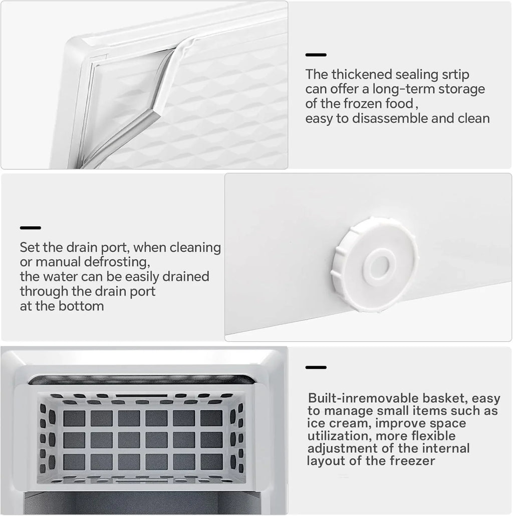 3.5 Cubic Feet Chest Freezer With 2 Removable Baskets, White