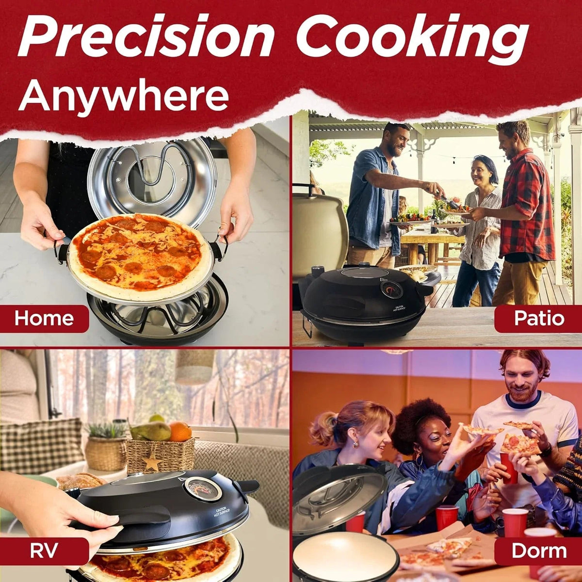 Electric Pizza Oven With Ceramic Stone, 1200W, 12 in Capacity - CCPP1200