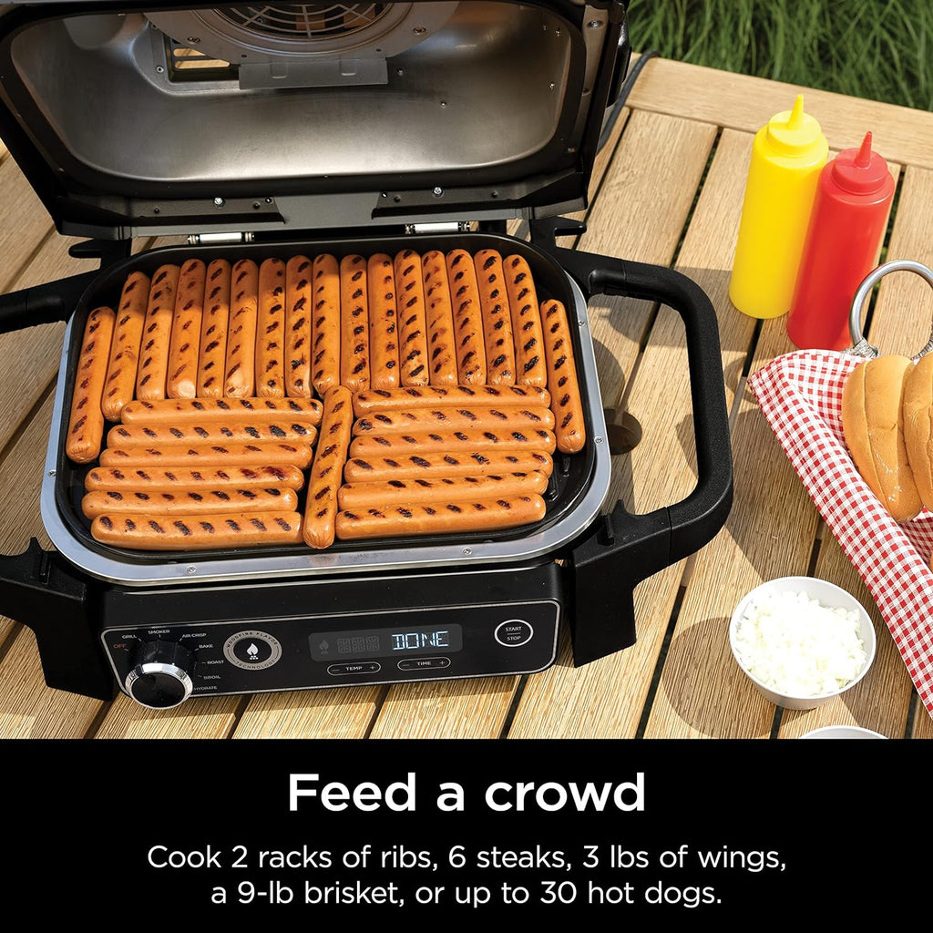 Ninja 7-in-1 Portable Electric Outdoor Grill And Smoker With Thermometer, Grey - OG751BRN