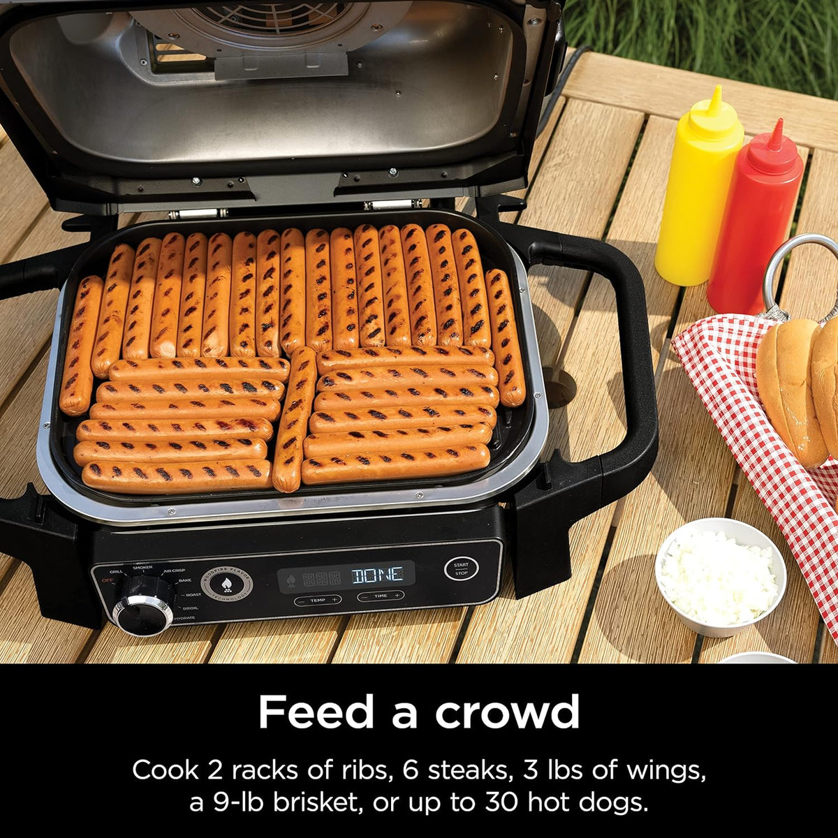 Ninja 7-in-1 Portable Electric Outdoor Grill And Smoker With Thermometer, Grey - OG751BRN