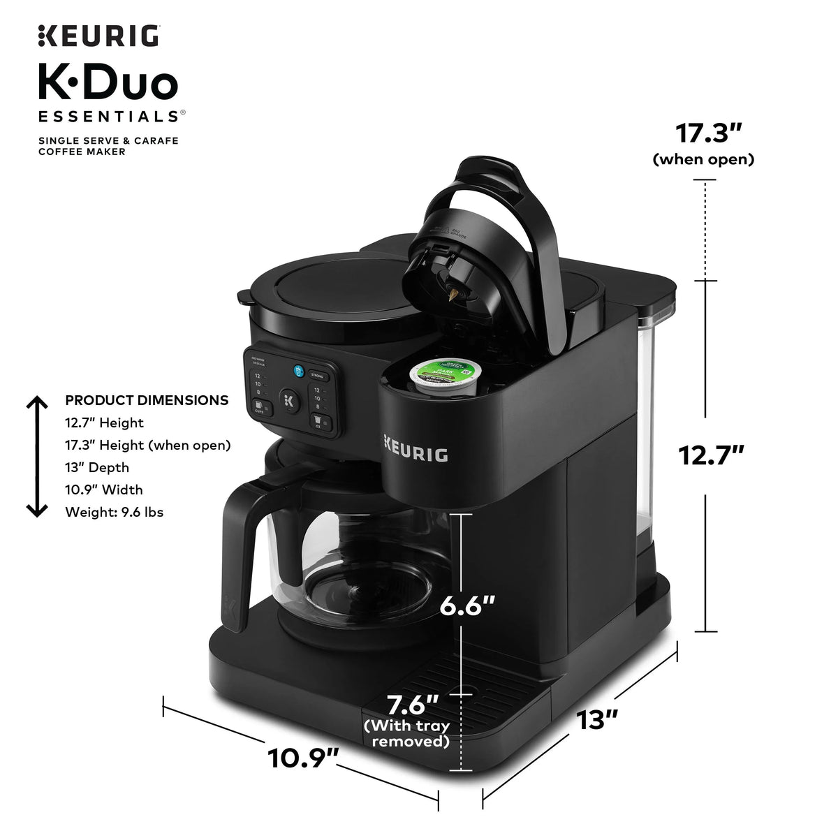 Keurig K-Duo Essentials Hot & Iced K-Cup Pod Coffee Maker & Carafe, 72 oz, Moonlight Grey
