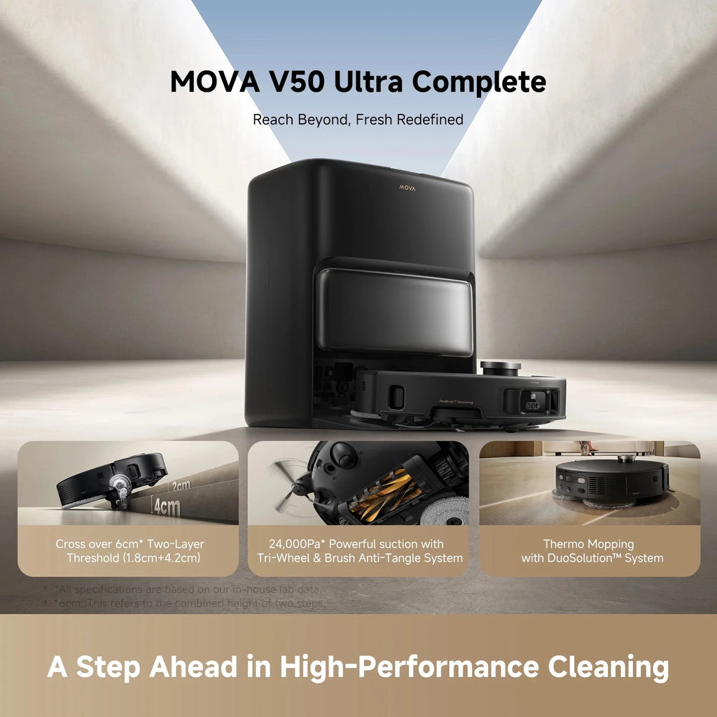 MOVA Robot Vacuum Cleaner With Removable Liftable Mop And 19,000Pa Suction - P50 Pro Ultra