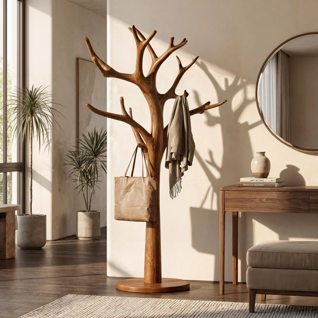 Tree Coat Stand, Rustic Driftwood Branch Coat Rack for Mudroom