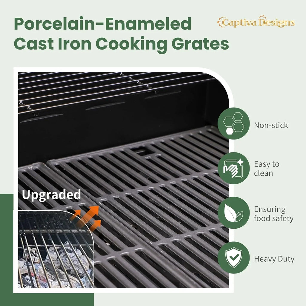 Captiva Designs 4-Burner Propane Gas Grill With Side Burner, 42,000 BTU, Silver - GR001