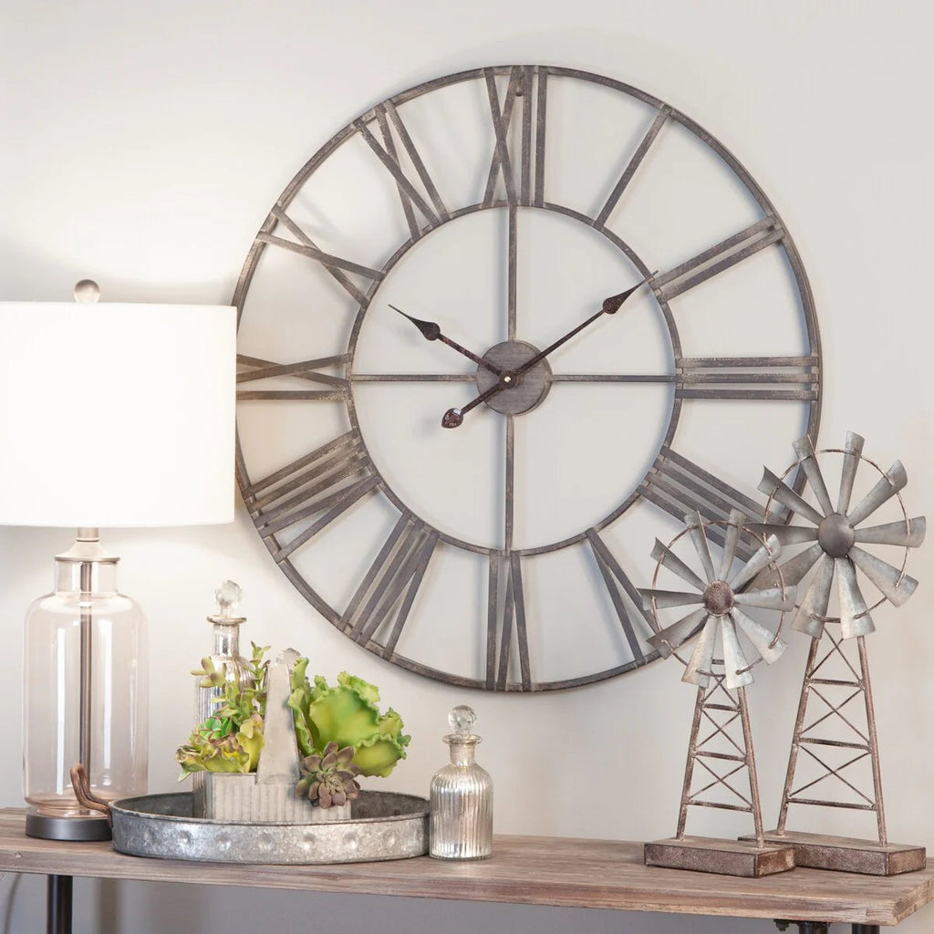 Round Metal Open-Frame Wall Clock