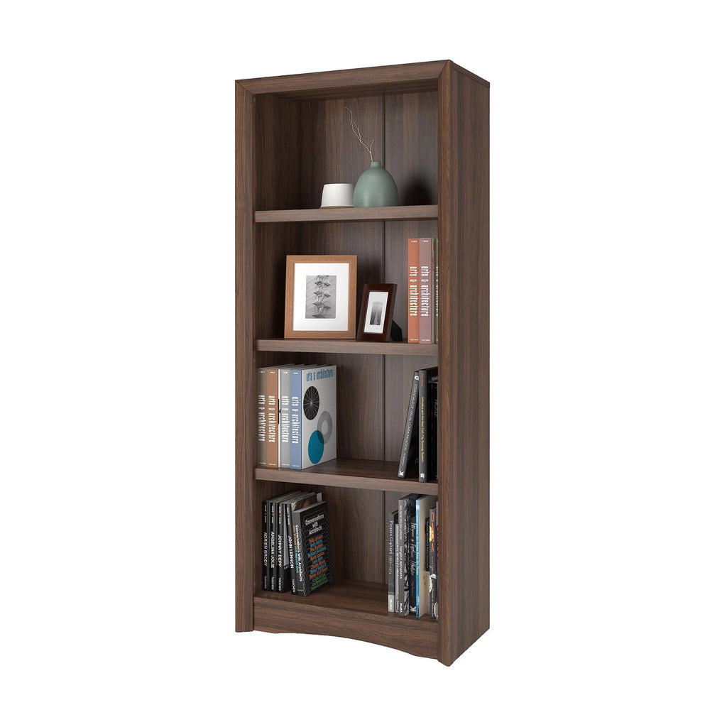 CorLiving Quadra Brown Engineered Wood Tall Adjustable 4-Shelf Vertical Bookcase