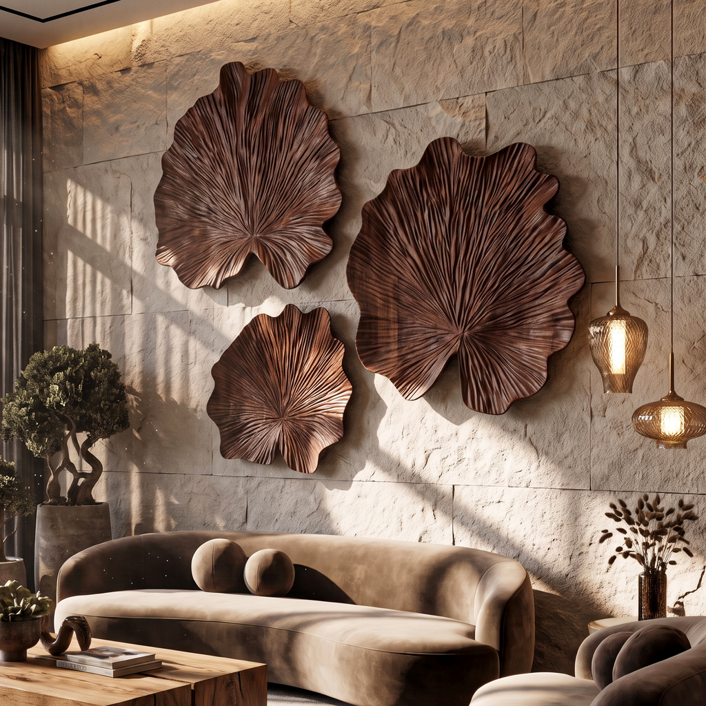 Wood Wall Sculpture, Cubist Face Round Wall Art for Living Room