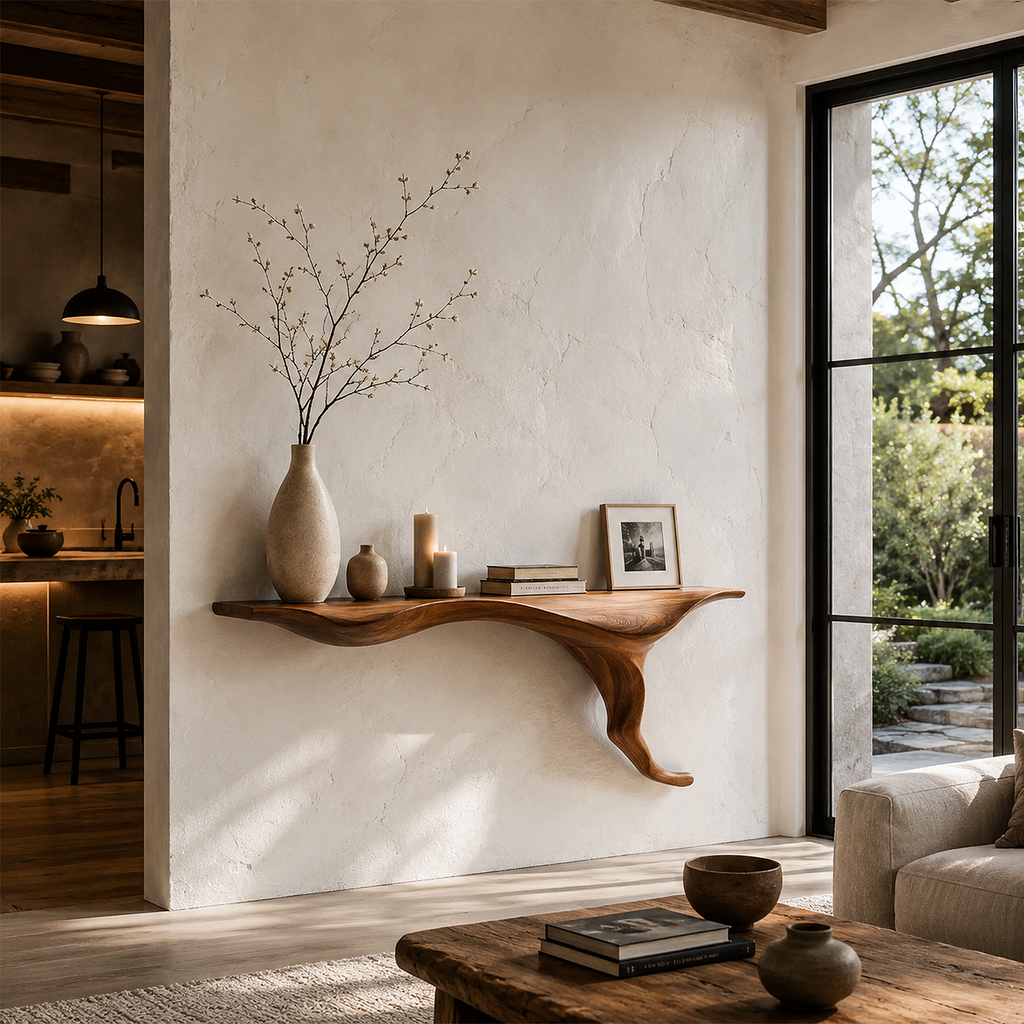 Wall Mounted Console Table, Sculptural Tree Root Entryway Shelf