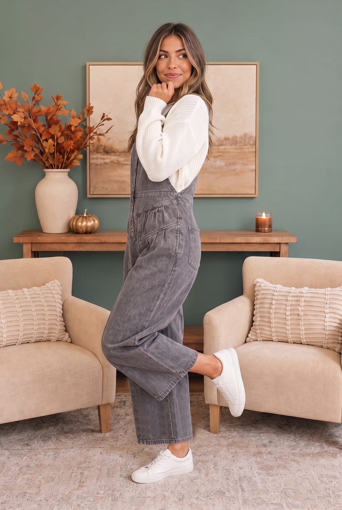 Just Darling Wide Leg Denim Overall - view 3