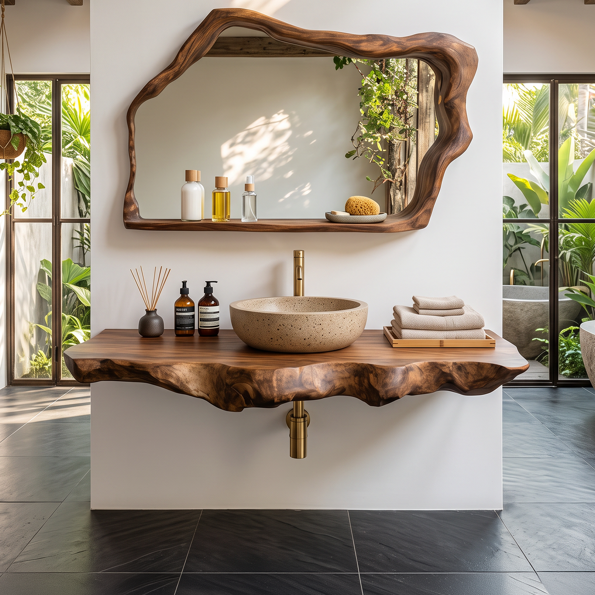Rustic Wood Vanity Top, Floating Bathroom Sink Shelf in Four Finishes