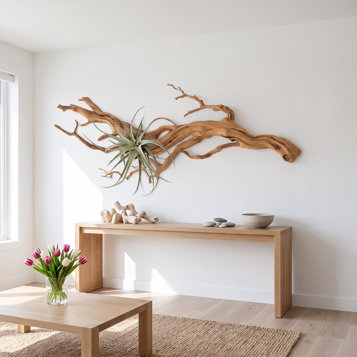 Tree Wall Art, Rustic 3D Wooden Branch Sculpture for Living Room Wall