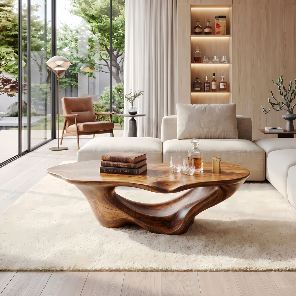 Farmhouse Coffee Table, Vintage-Style Solid Wood Living Room Table