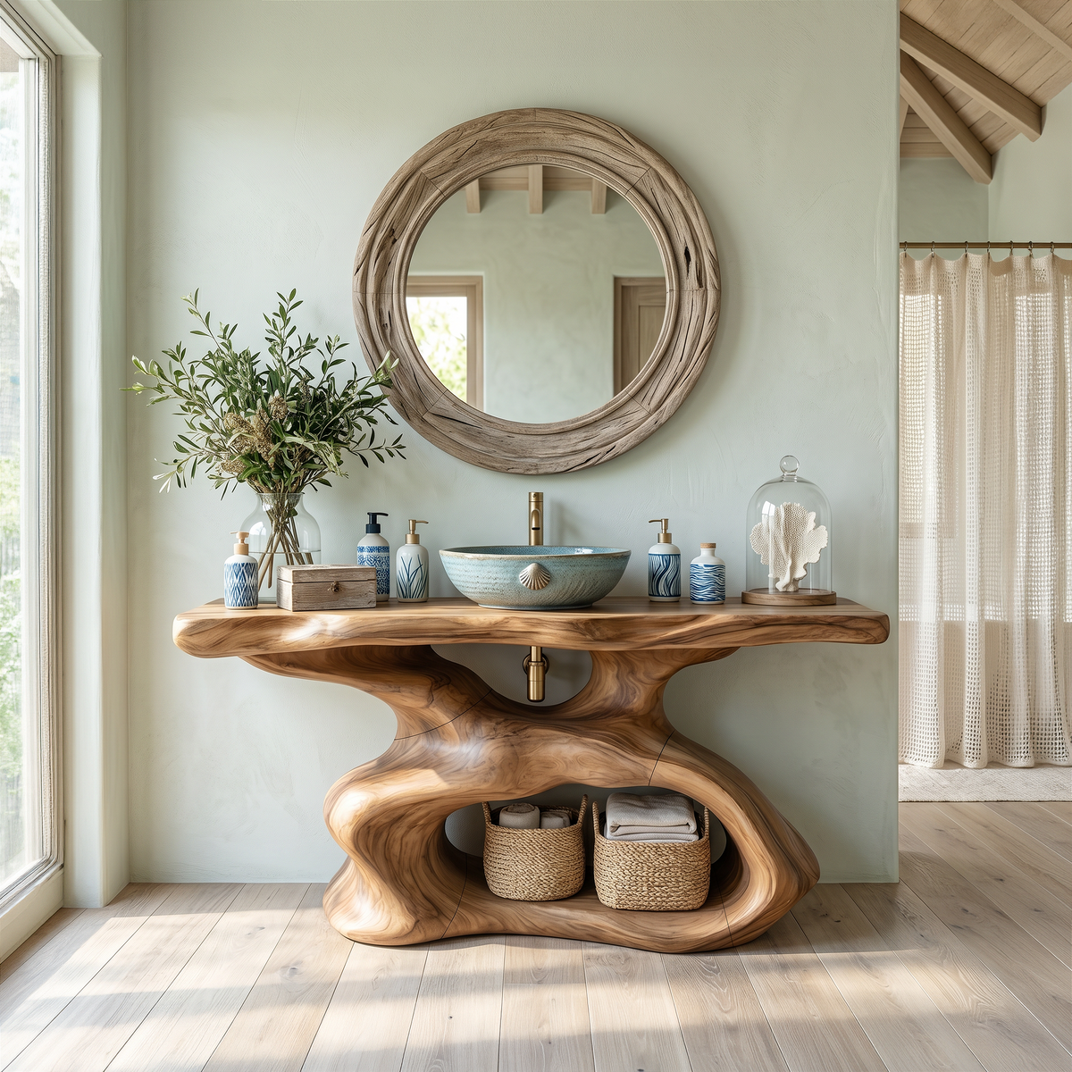 Farmhouse Bathroom Vanity, Rustic Solid Wood Vanity for Classic Baths
