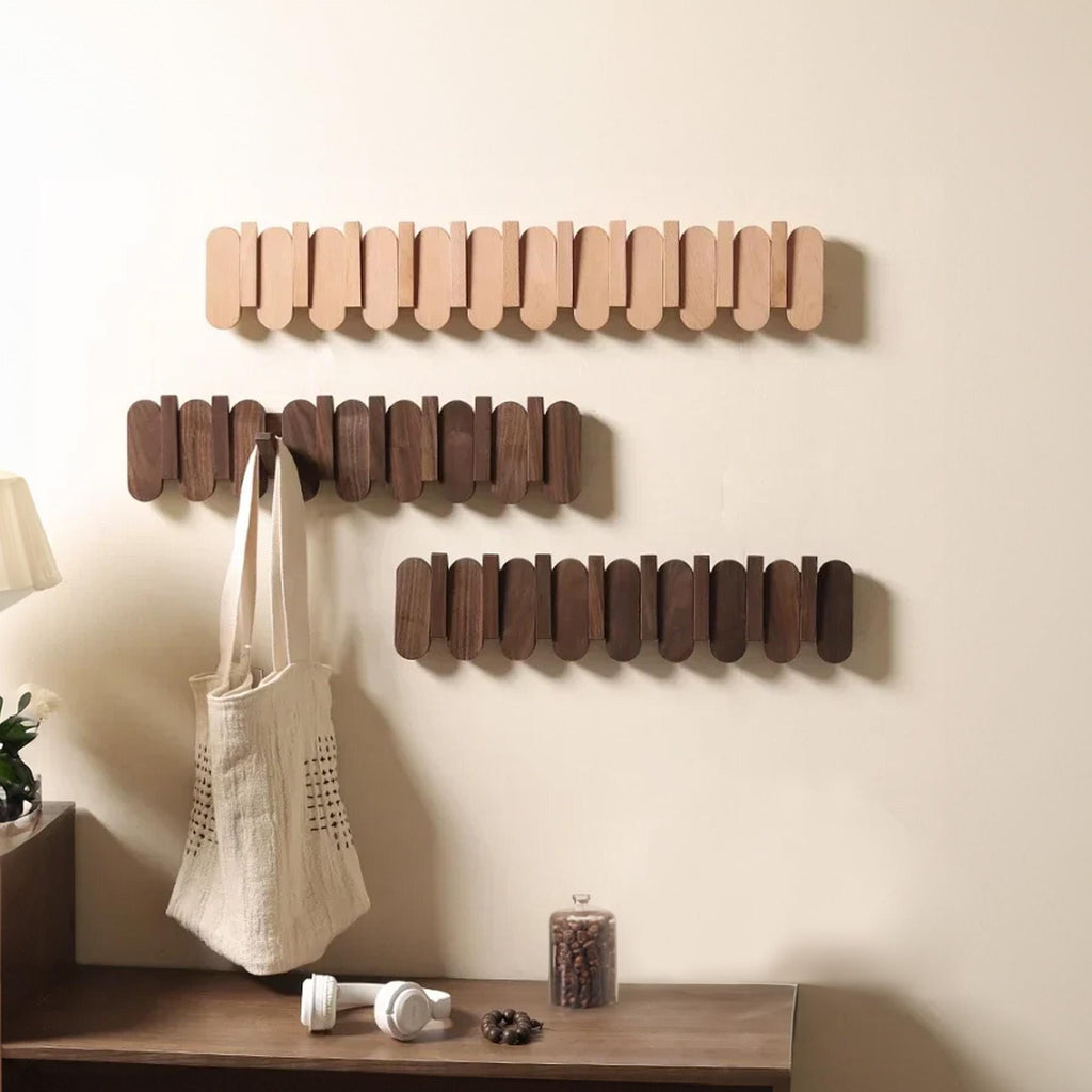 Piano Coat Rack, Wall Mounted Solid Wood Hooks for Entryways