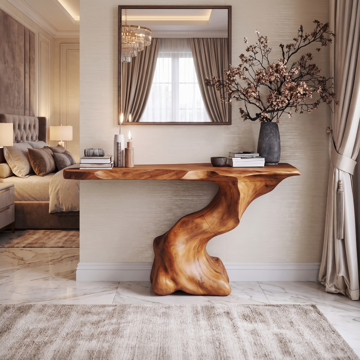 Rustic Entryway Table, Solid Wood Console Table for Hallway and Foyer