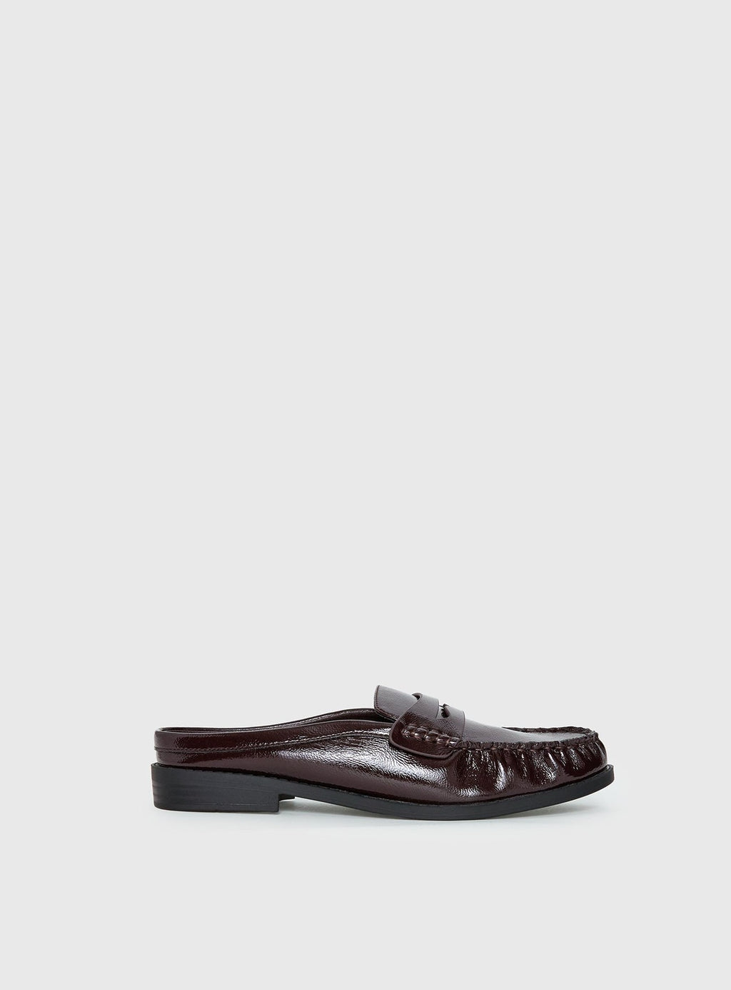 Faux Leather Slip On Loafers Cherry