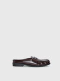 Faux Leather Slip On Loafers Cherry