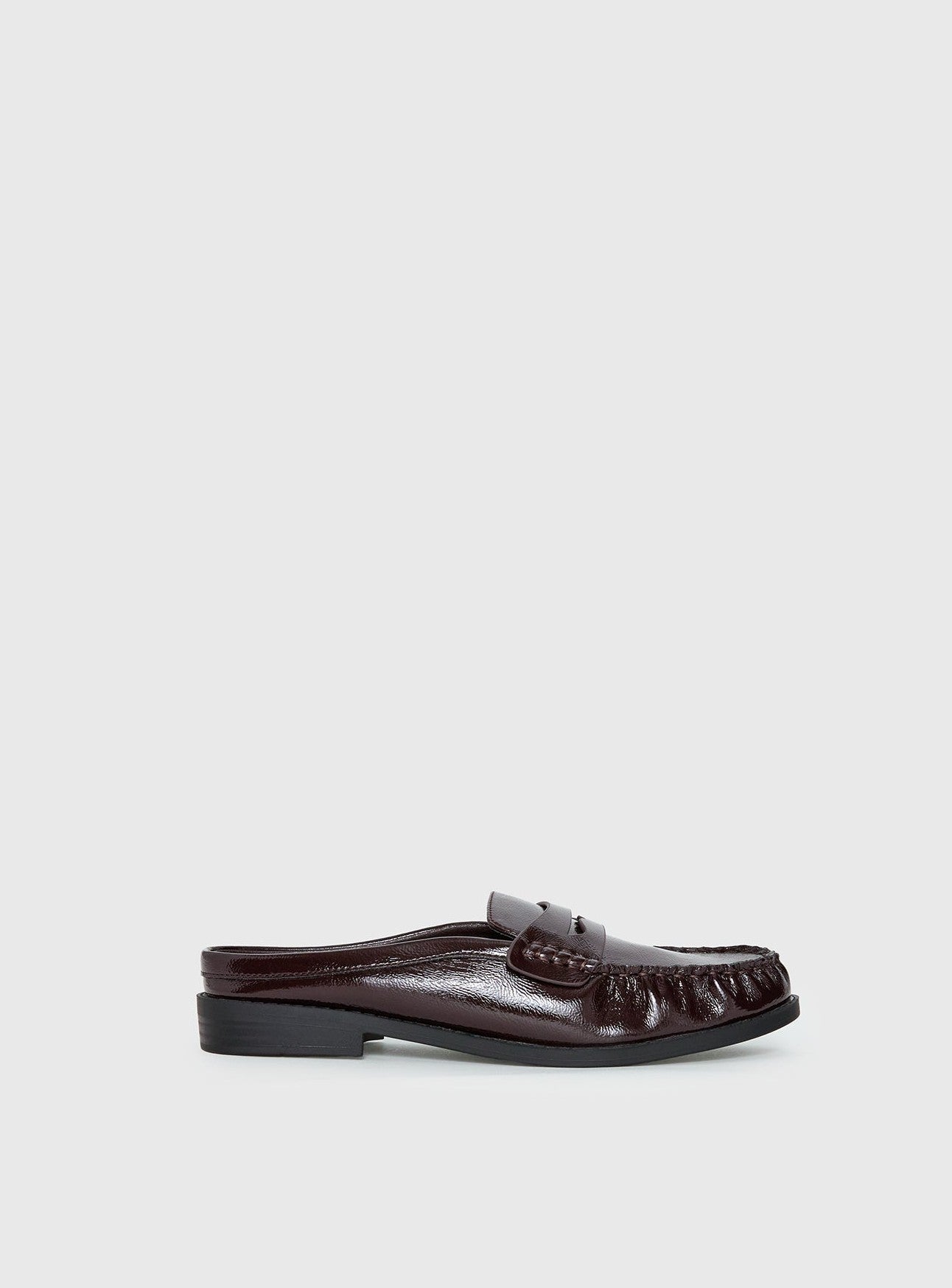 Faux Leather Slip On Loafers Cherry