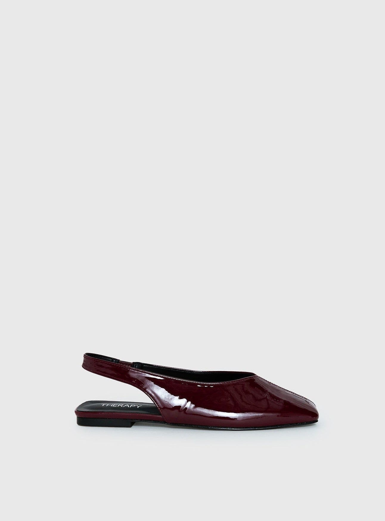 Patent Square Toe Flats Red