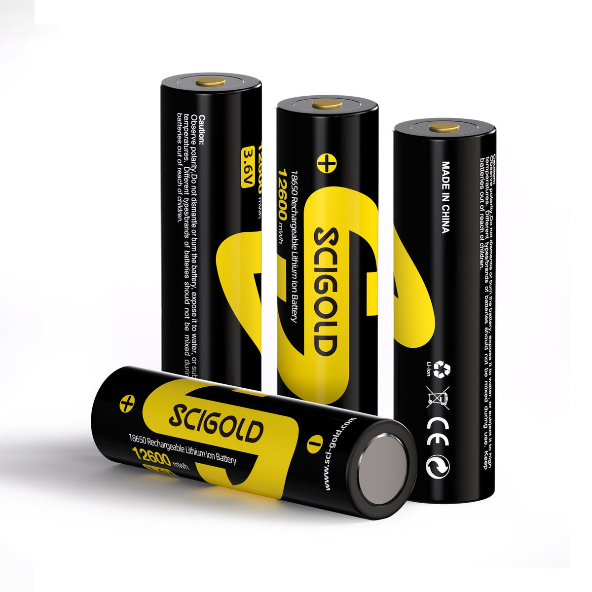 Scigold 18650 Li-Ion Rechargeable Batteries, 12600mWh, 3.7V, 4-Pack - SG-B00A-1801#2