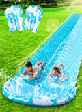 32.5ft x 62in Double Lawn Water Slide With 2 Inflatable Boards - Blue, Orange