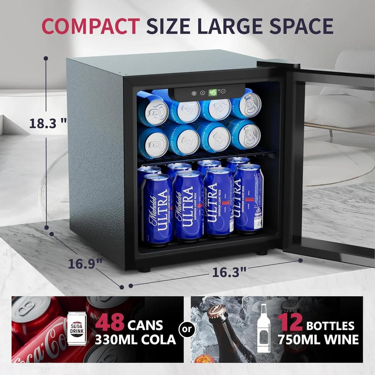 Icyglee Beverage Refrigerator 3.2 Cubic Feet 126 Can Silver - BR-110-IG-02X