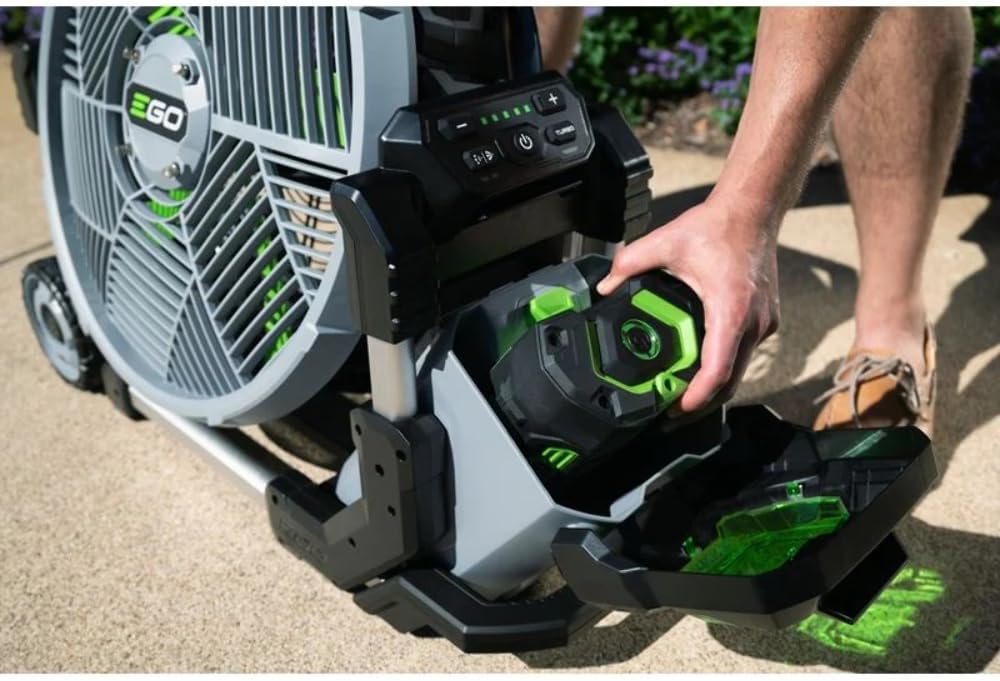 POWER+ 18 in Portable Outdoor Electric Misting Fan, 5 Speeds